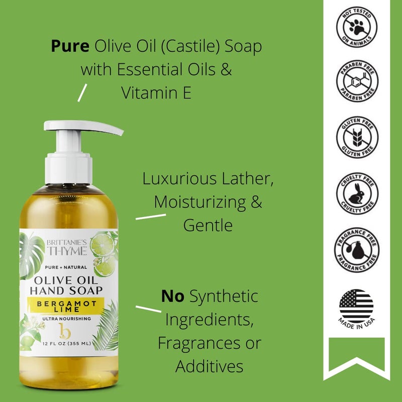 Brittanie's Thyme Brittanieâ€™s Pure Castile Liquid Soap Refill, Bergamot Lime, 16 Ounce | Dish Soap, Hair & Body, Home, Gentle and Pure, Made with Natural Luxurious Oils, Vegan & Gluten Free Non-GMO - Image 4